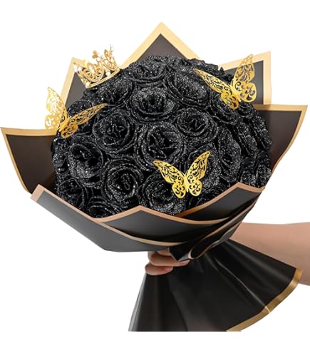 Amazon｜Waipfaru グリッターローズブーケ、DIYフェイクフラワーブーケ